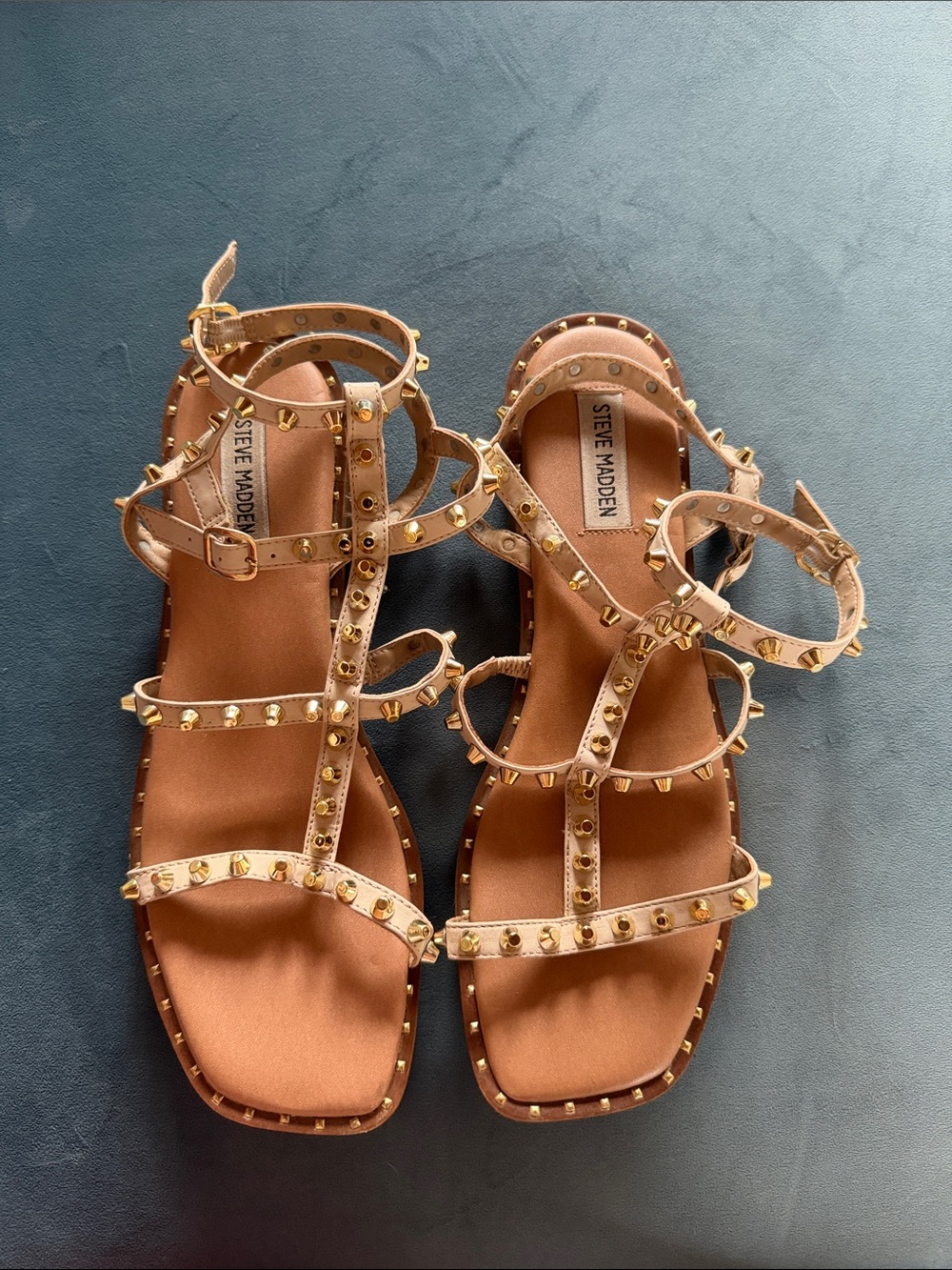 Steve Madden Beige/Tan Studded Strappy Sandals
